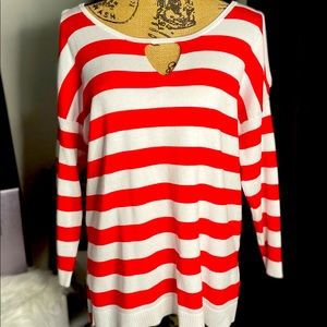 Red and White Love Scarlett Sweater Sz Large